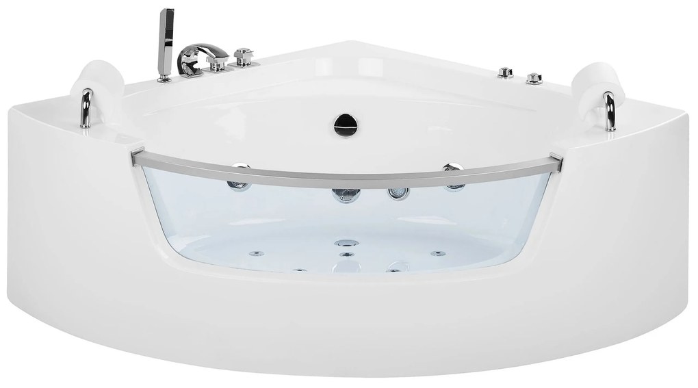 Vírivá rohová vaňa s LED osvetlením 187 x 136 cm biela MANGLE Beliani