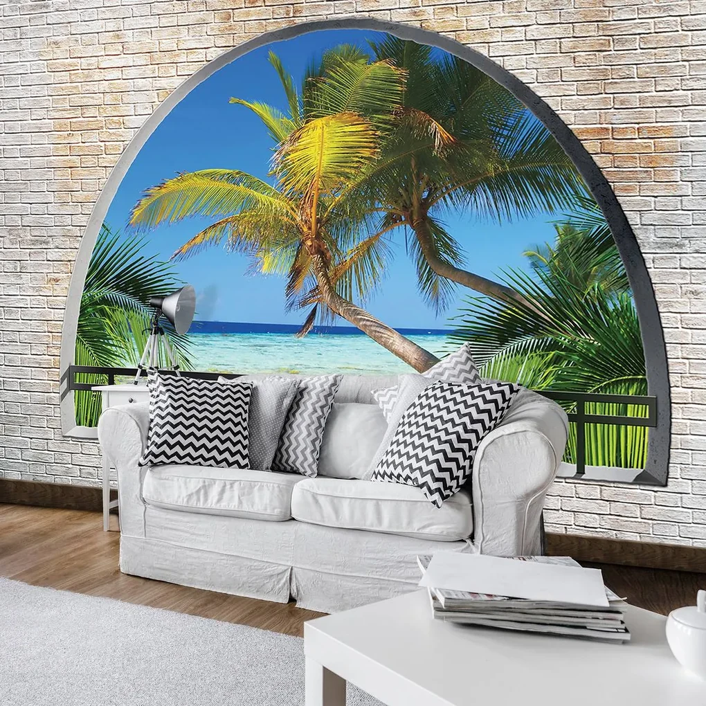 Fototapeta - Pohľad na palmy (152,5x104 cm)
