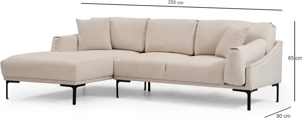Rohová sedacia súprava Leo 255 cm krémová ľavá