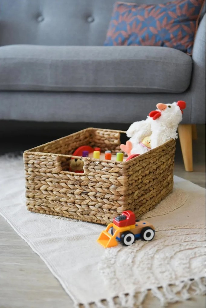 Policový kôš LANTA, vodný hyacint, šírka 34 cm, natur