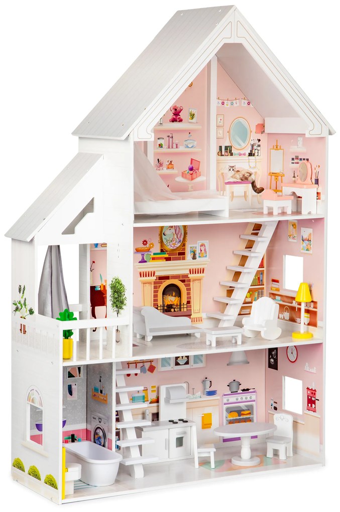 EcoToys Drevený domček pre bábiky XXL + nábytok