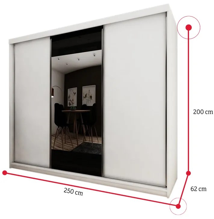 Posuvná skriňa TALIA 33, 250x200x62, biela