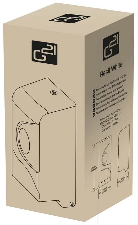 Automatický dávkovač mydla G21 Resil White, 800 ml 635366