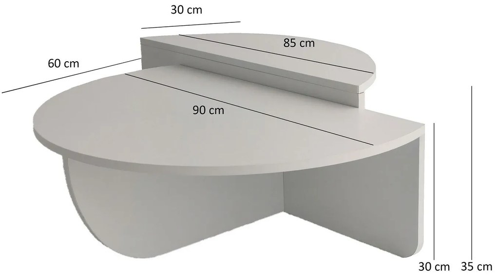 Dizajnový konferenčný stolík Baltenis 90 cm biely