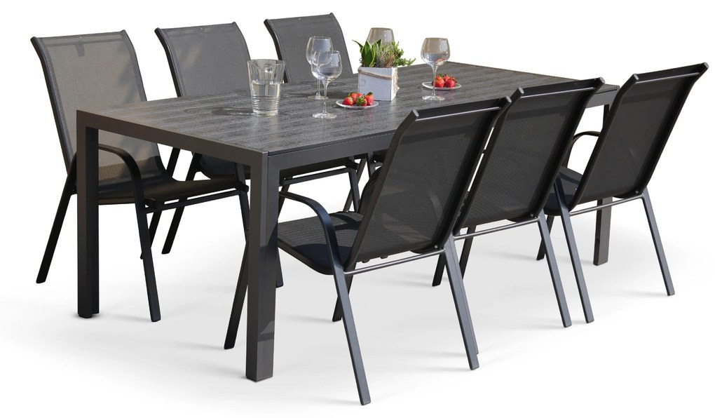 Záhradný jedálenský set Viking XL + 6x kovová stolička Ramada