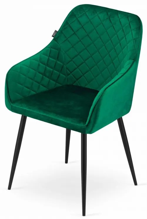 Jedálenský set 1+4, biely stôl v dekore dub sonoma MADO 120x80cm a zelené zamatové jedálenské kreslo NUGAT