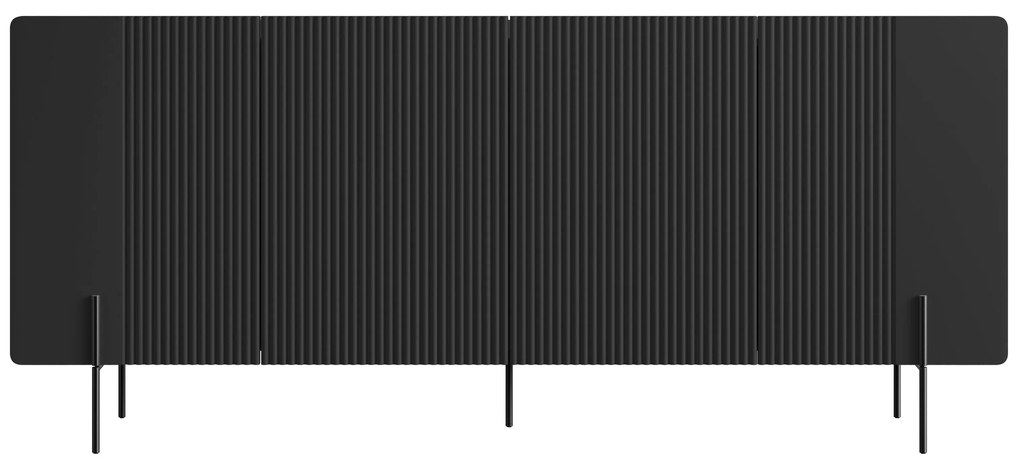 Komoda Malmi 200 cm - čierny mat / čierna