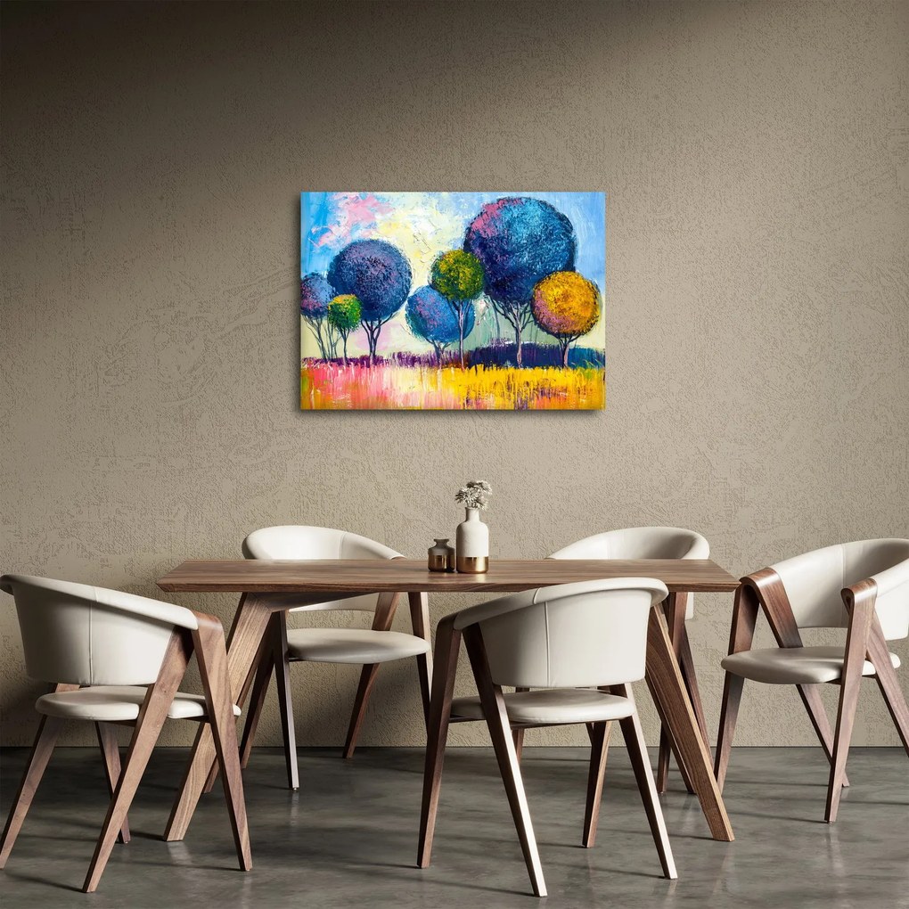 Obraz kopulovitých stromov, olejomaľba (70x50 cm)