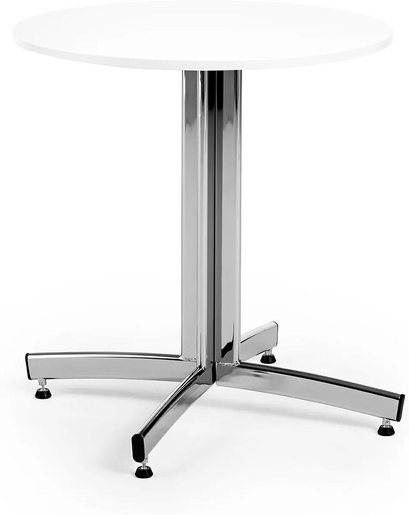 Jedálenský stôl Sanna, okrúhly, Ø 700 x V 720 mm, biela / chróm