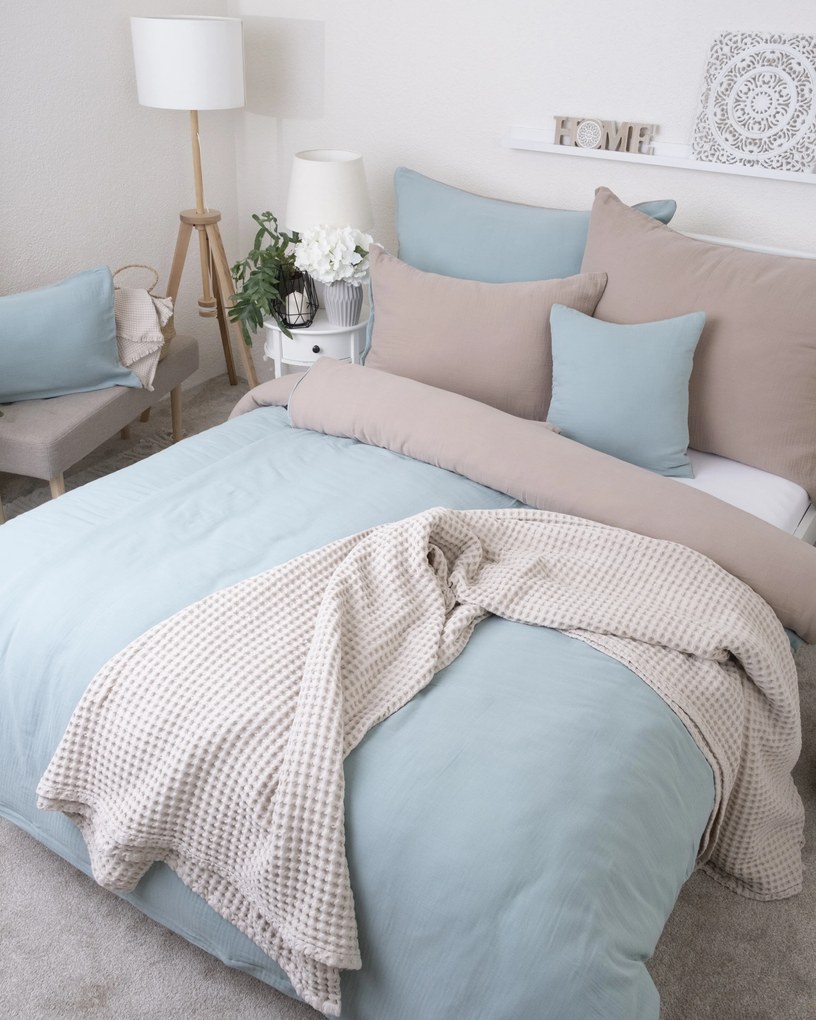 Predĺžené mušelínové obliečky Alexia Duo – mätová/cappuccino