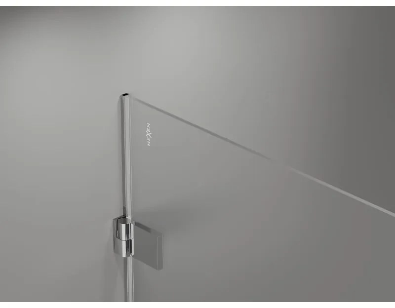 Mexen Lunar-B, pravostranný výklopný sprchový kút 90 x 70 cm, 8mm číre sklo, chrómový profil, 832-090-070-01-00-P