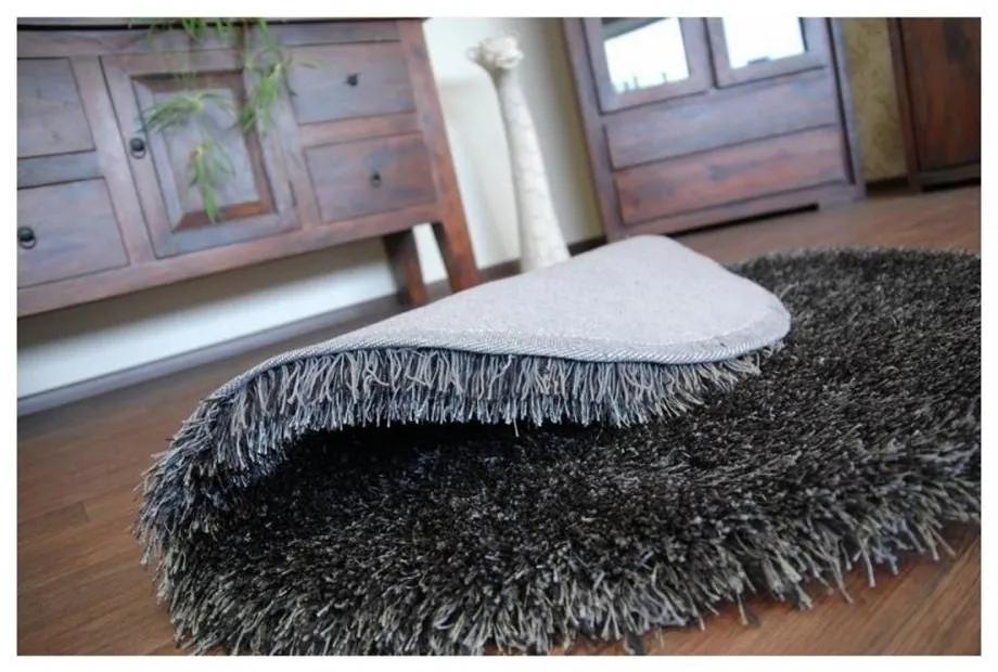 Luxusný kusový koberec Shaggy Love čierny kruh 120cm