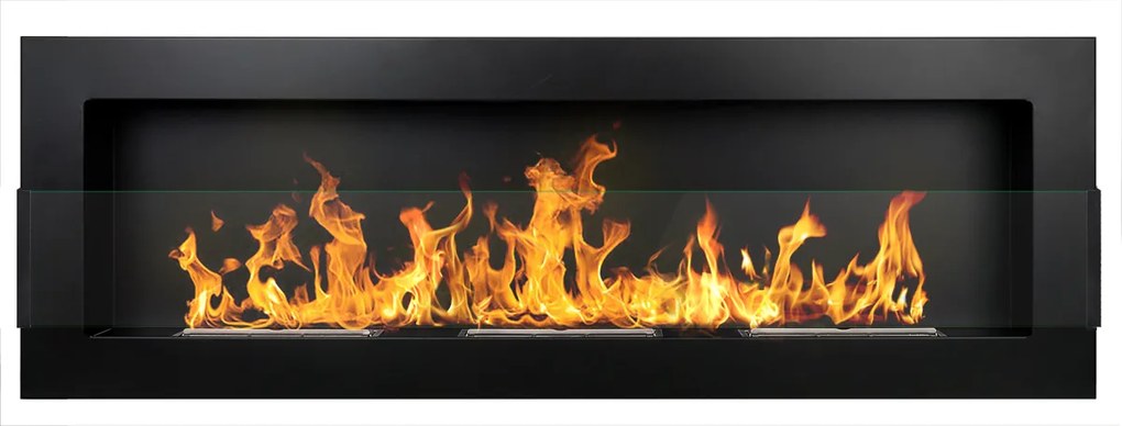 Závesný biokrb na stenu GRAND ČIERNY MAT SO SKLOM 120x40x12