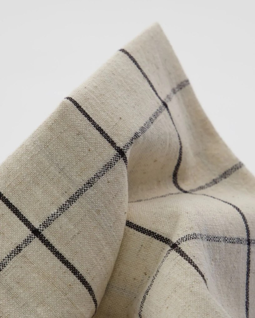 House Doctor Bavlnený obrus Join Black/Off-white 150 × 150 cm