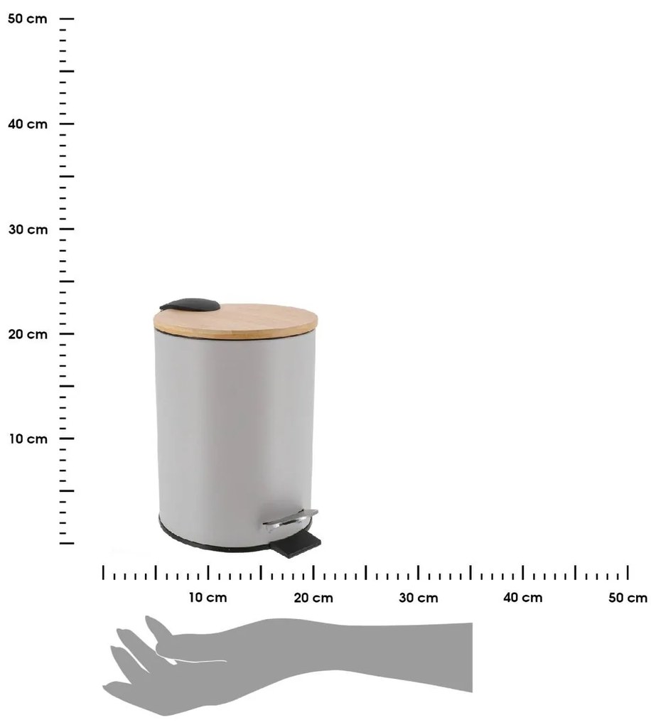 TENDANCE Odpadkový kôš Timeless, sivá/s drevenými prvkami, 2,5 l