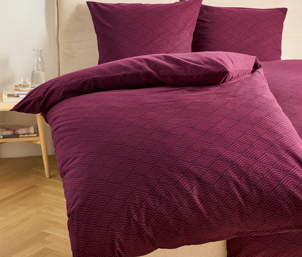 Flanelová posteľná bielizeň, štandardná veľkosť, bordovočervená