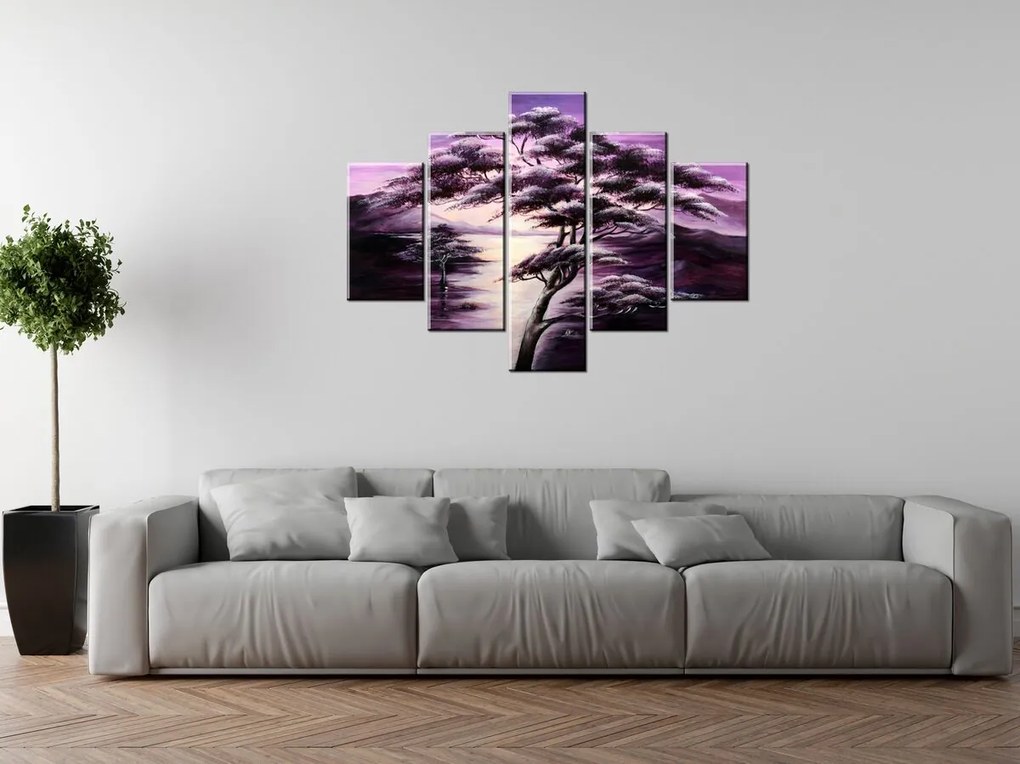 Gario Ručne maľovaný obraz Strom snov - 5 dielny Rozmery: 100 x 70 cm