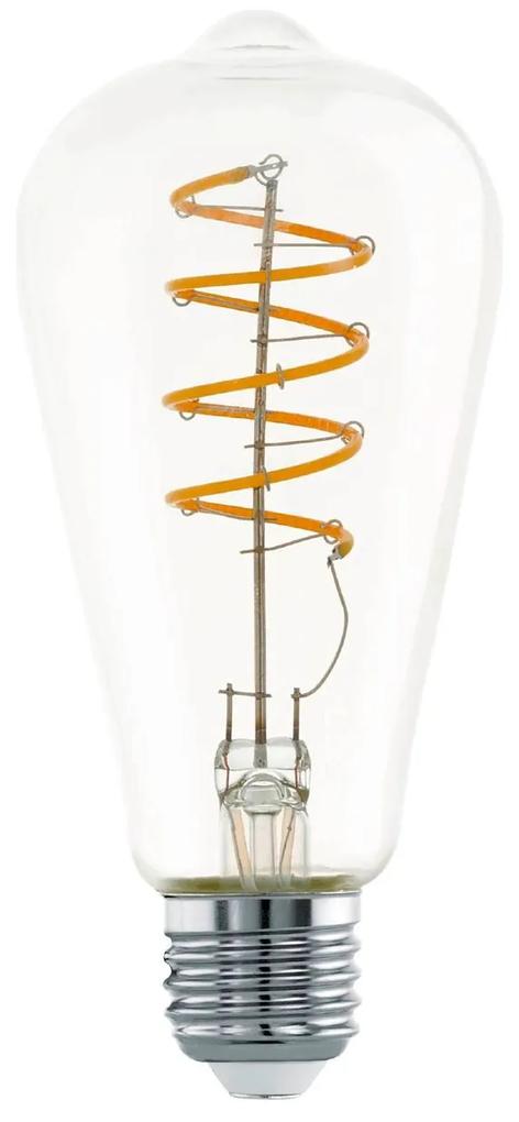 EGLO Filamentová LED žiarovka, E27, ST64, 4,5 W, 400lm, 2700K, teplá biela, číra