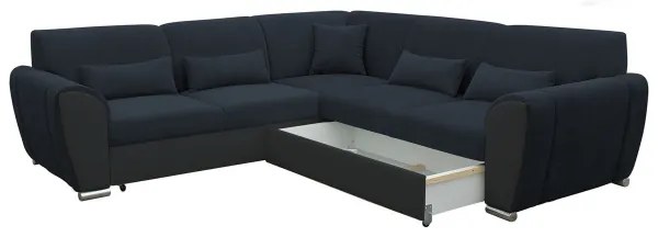 Rozkladacia rohová sedacia súprava do tvaru L VISEU, pravé prevedenie, antracit/čierna