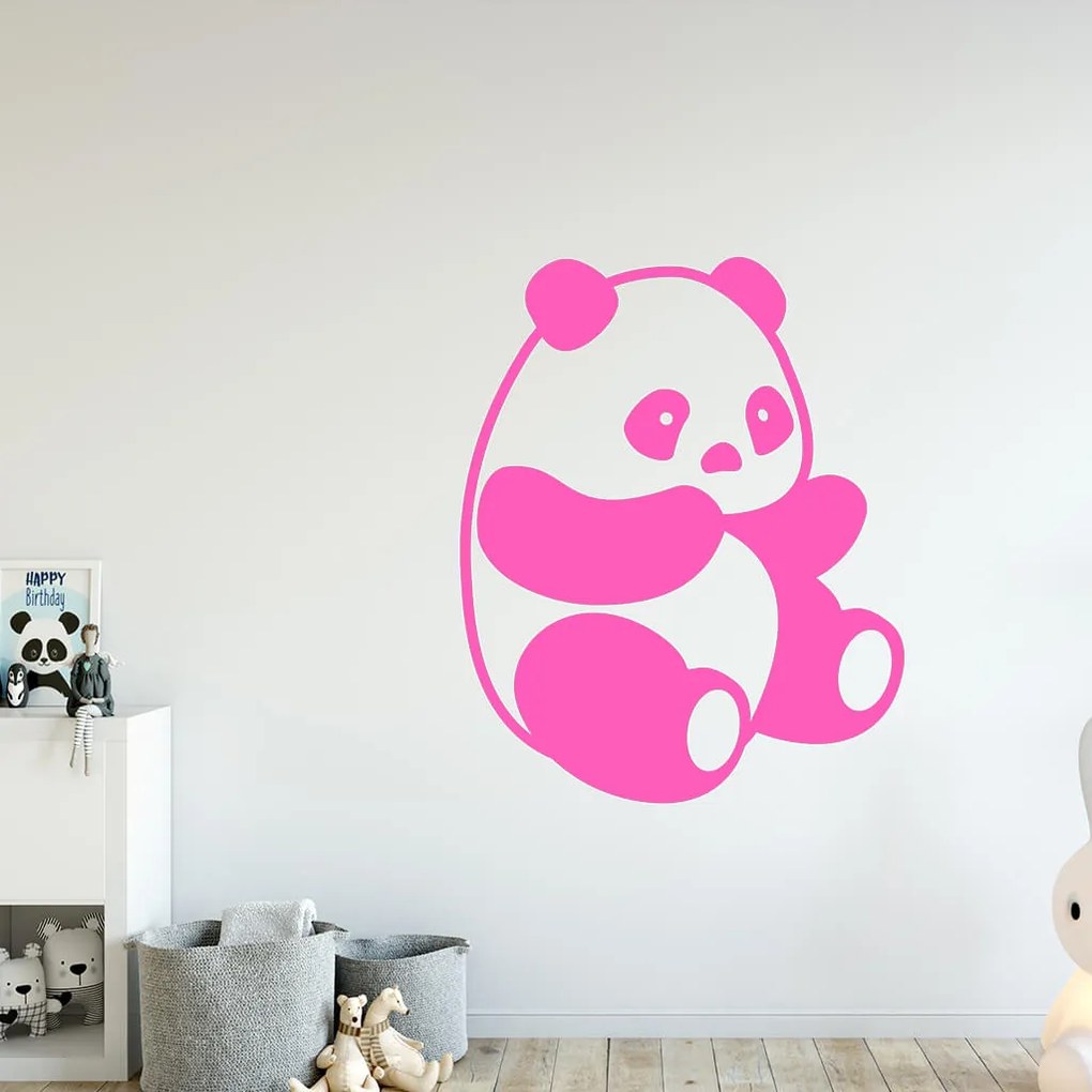Veselá Stena Samolepka Roztomilá panda Farba: fialová, Veľkosť: 80 x 64 cm