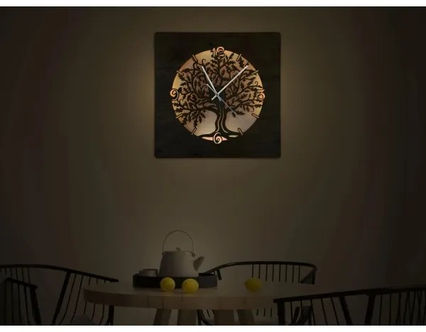 Li-Go 5652/DUB2 - Stmievateľné LED hodiny LED/10W/5V 20000 mAh 42x42 cm dub+ DO