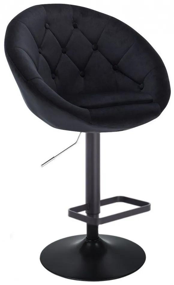 LuxuryForm Barová stolička VERA VELUR na čiernom tanieri - čierna