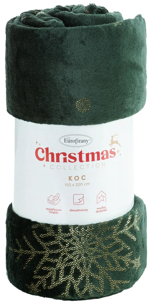 VIANOČNÁ FLANELOVÁ DEKA SNOW GOLD 150X200 CM VZOROVANÁ