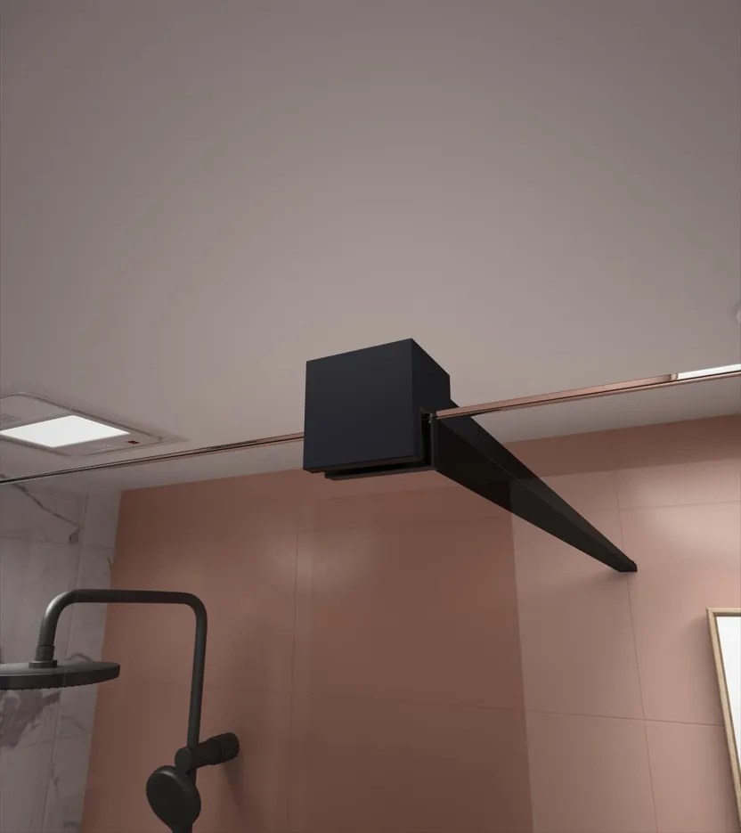 Erga Paris, sprchová zástena Walk-In 130x200 cm, 8mm číre sklo, čierny profil, ERG-V02-PARIS-130x200-CL-BK