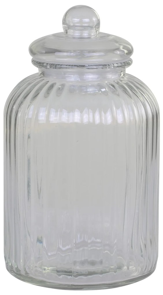 Chic Antique Sklenená úložná dóza Grooves Clear 4,6 l
