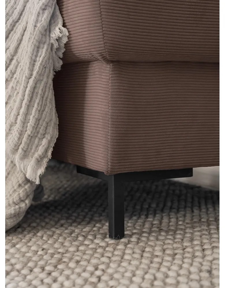 Hnedá menčestrová rozkladacia rohová pohovka (ľavý roh) Lofty Lilly – Miuform