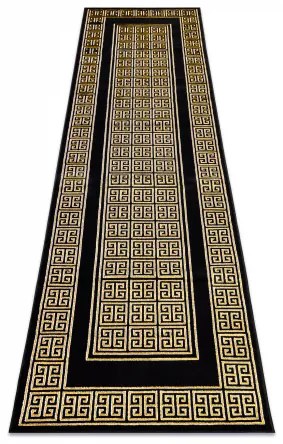 Koberec, Behúň GLOSS moderný 6776 86 štýlový, rám, Grécky čierna / zlatá kosť Veľkosť: 60x300 cm