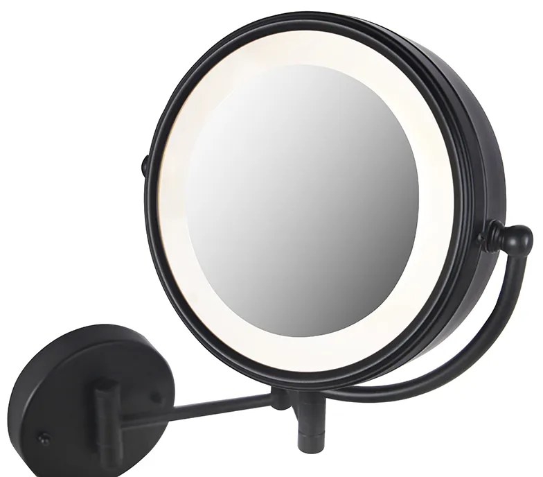 Dizajnové nástenné zrkadlo čierne vrátane nastaviteľného LED IP44 so šnúrkou - Vicino