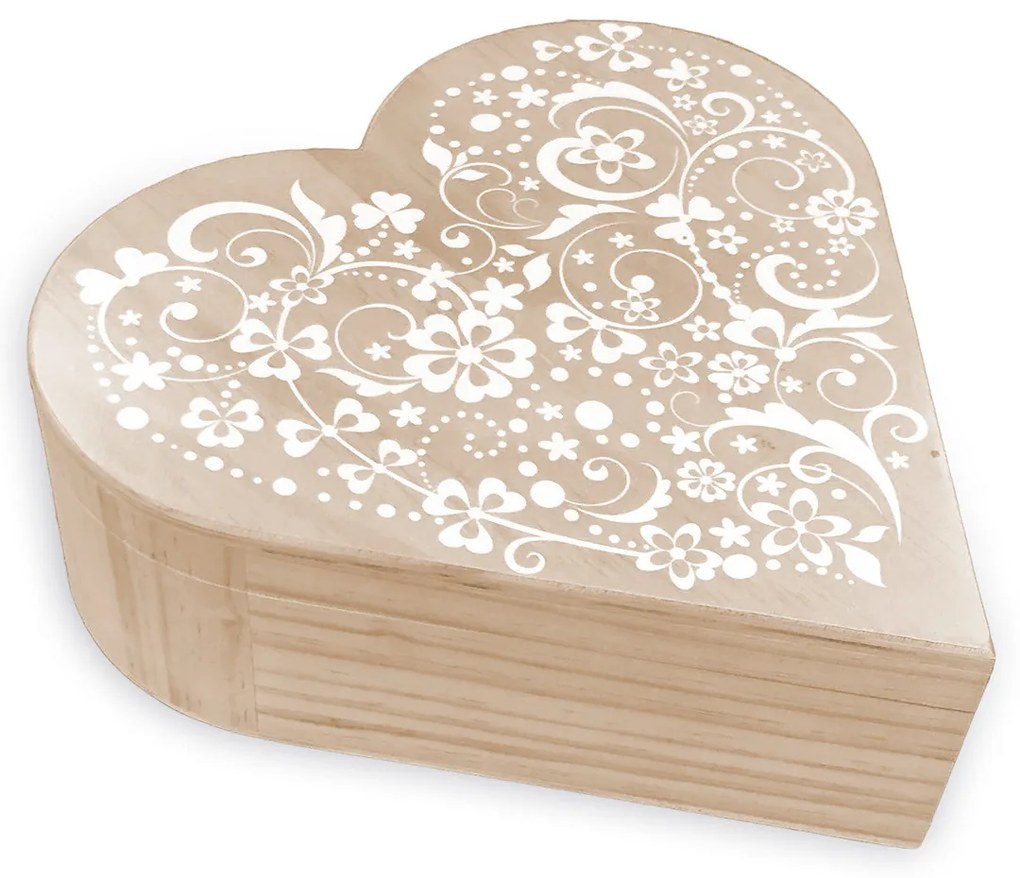 Koráliky mnohých tvarov v drevenej krabičke - Srdce