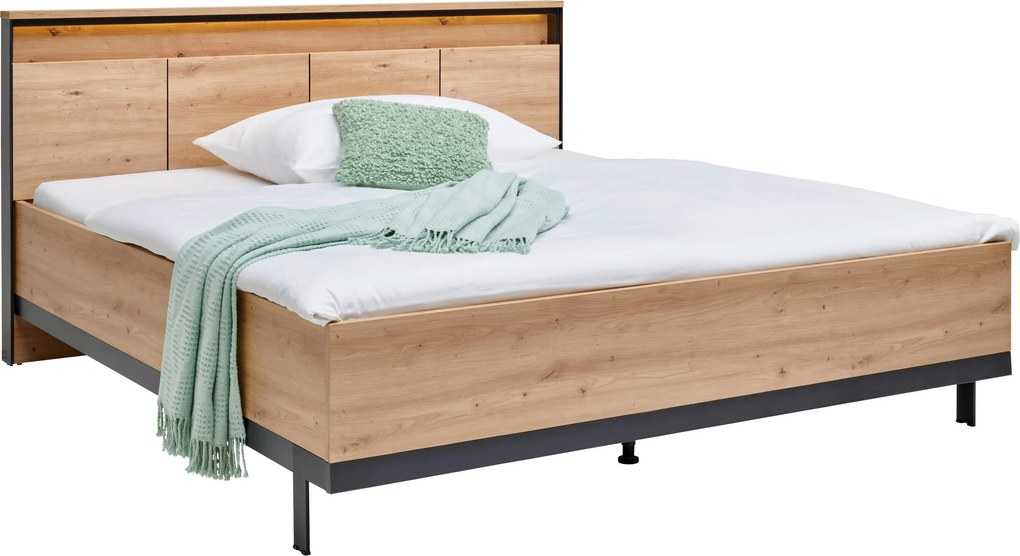 XXXLutz POSTEĽ, 180/200 cm, čierna, dub artisan Voleo - Postele - 000589000531
