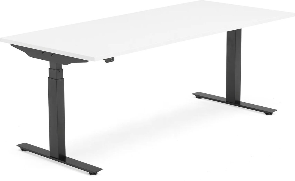 Výškovo nastaviteľný stôl Modulus Smart, 1800x800 mm, čierna, biela