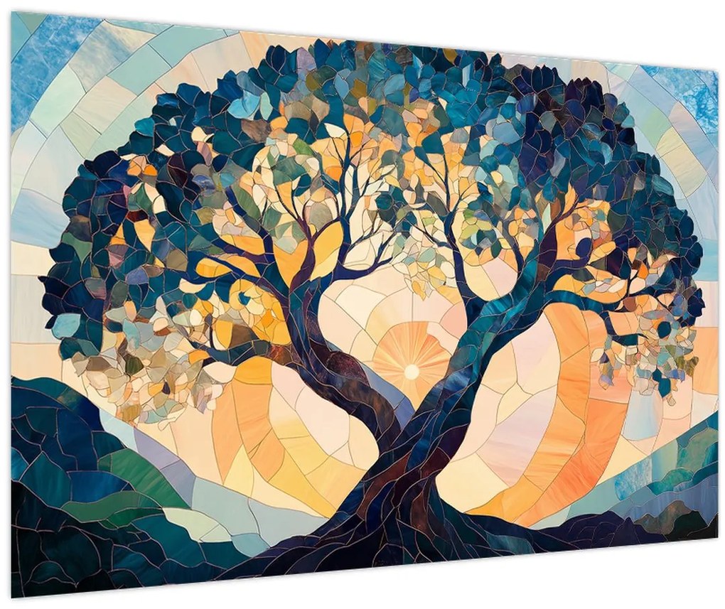 Obraz – Mozaika – slnko a strom II. (90x60 cm)