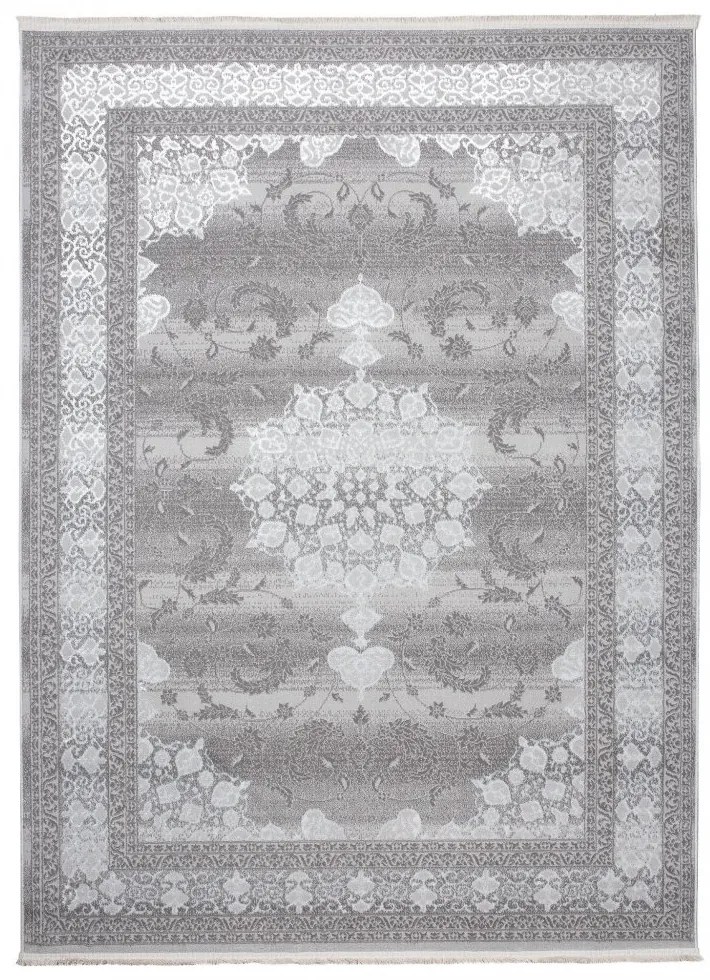 Exkluzívny bielo-sivý dizajnový interiérový koberec so vzorom Šírka: 80 cm | Dĺžka: 150 cm