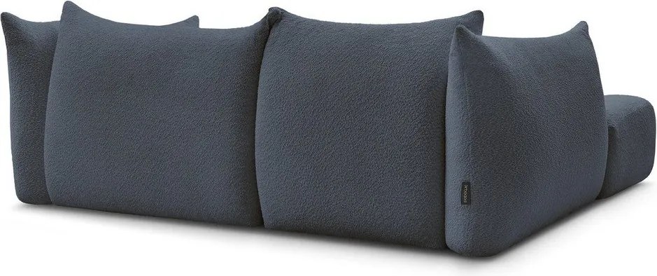 Tmavomodrá rohová pohovka z textílie buklé (ľavý roh/s leňoškou) Azra – Bobochic Paris