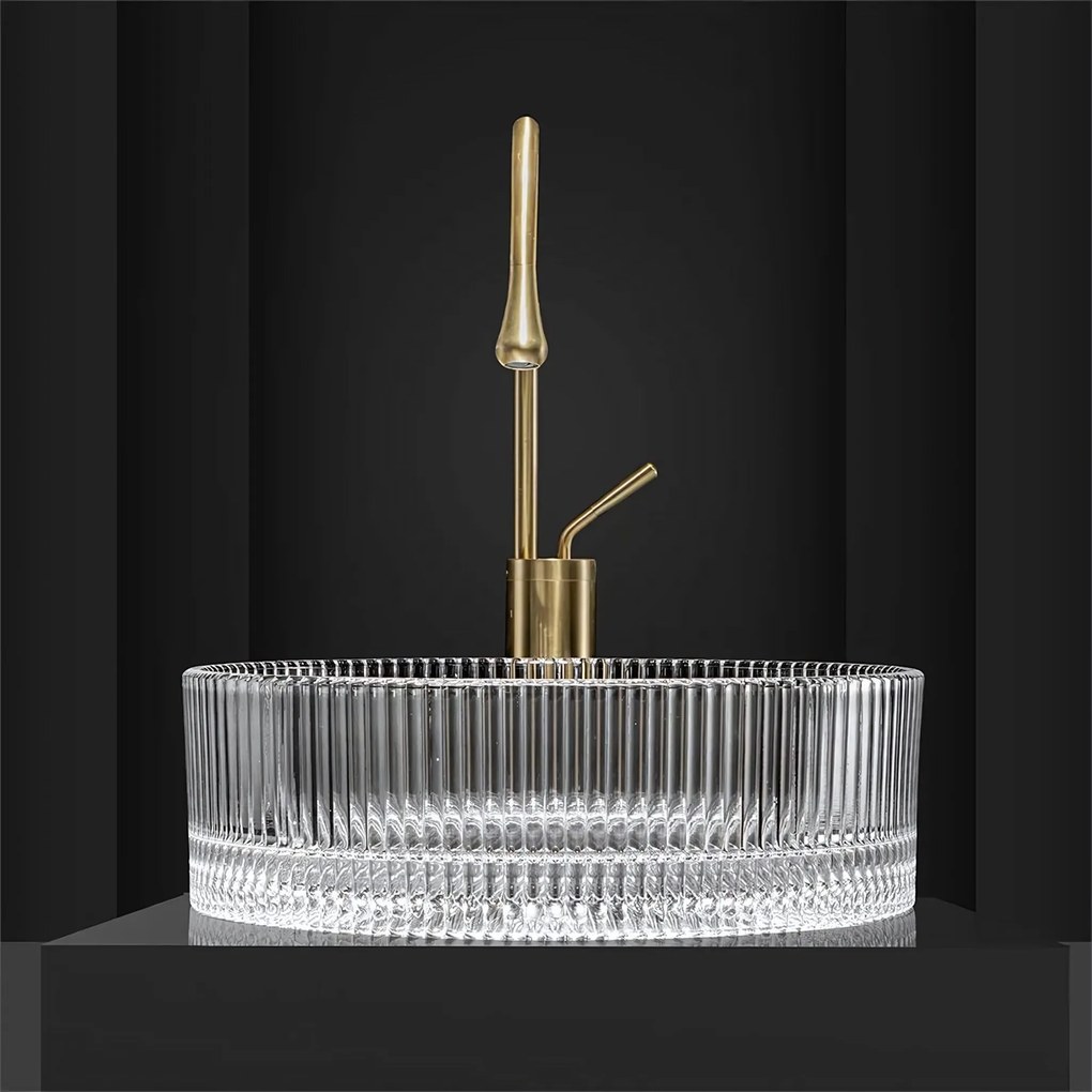 Rea Ingrid, sklenené umývadlo na dosku 40x40x13 cm, číra, REA-U0278