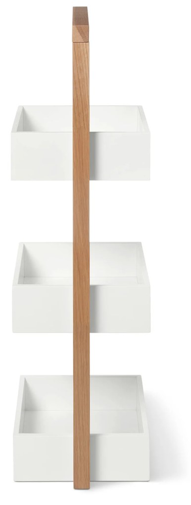 Stojací regál s 3 úložnými boxmi, biely