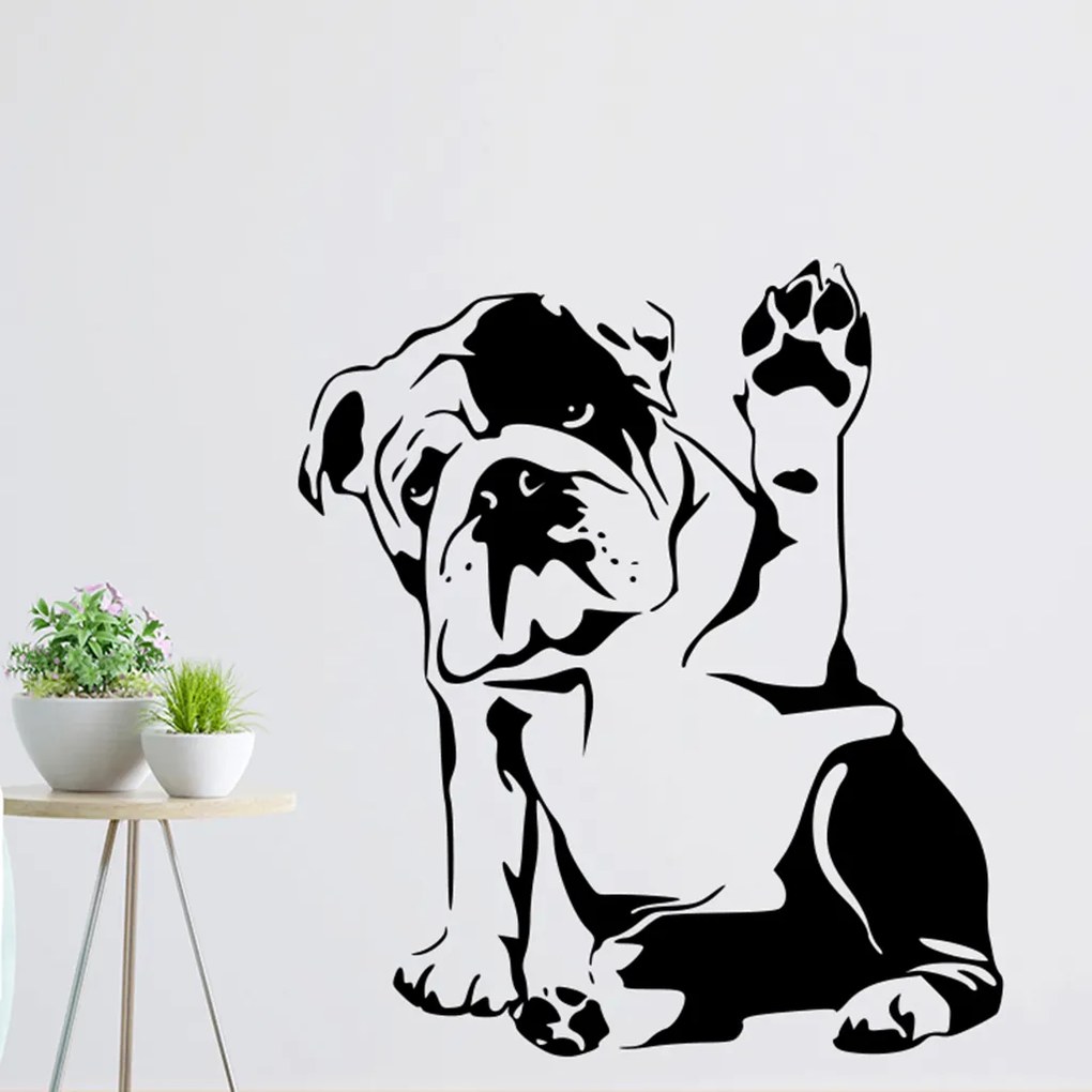 Veselá Stena Samolepka Buldog Farba: fialová, Veľkosť: 60 x 53 cm
