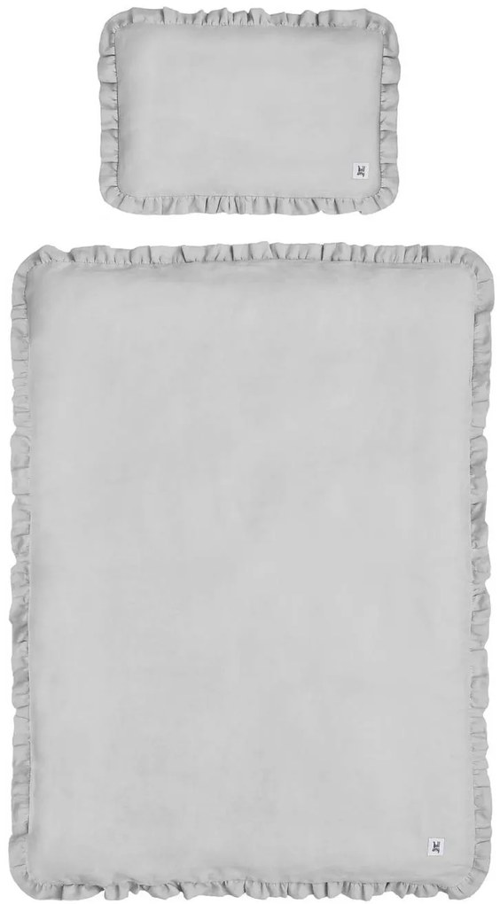 Bellamy Ľanový set prikrývky a vankúša do postieľky s výplňou STONE GRAY, veľ. S