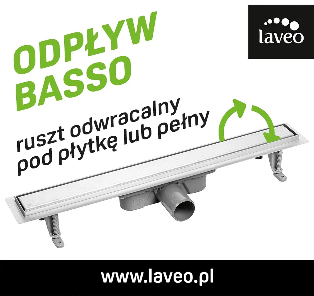 Laveo Basso, lineárny odtok s mriežkou 80 cm, oceľová, LAV-COB_280D