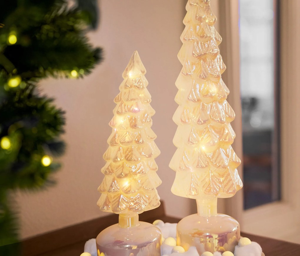 Otáčajúci sa LED dekoračný strom zo skla, veľký