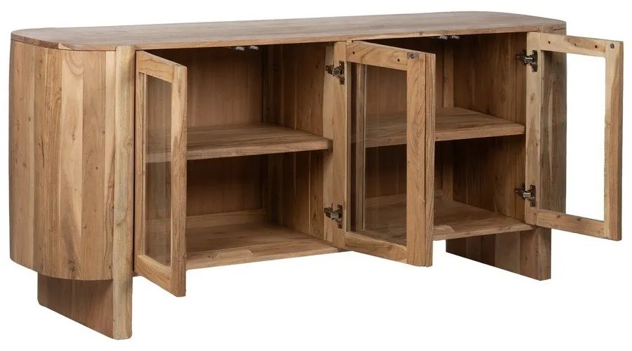 Vitrína z masívu akácie v prírodnej farbe 180x80x40 cm Creel – Ixia