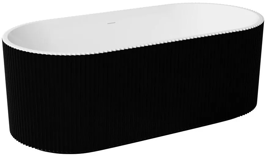 Voľne stojaca vaňa Giuliana bieločierna  170/80 + sifón zlatá