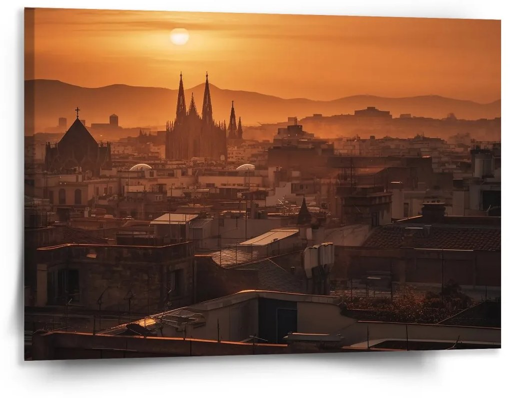 Sablio Obraz Barcelona Night Skyline - 150x110 cm