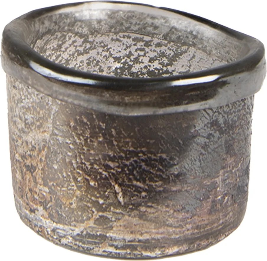 Hnedý sklenený svietnik na čajovú sviečku - Ø 8*6 cm