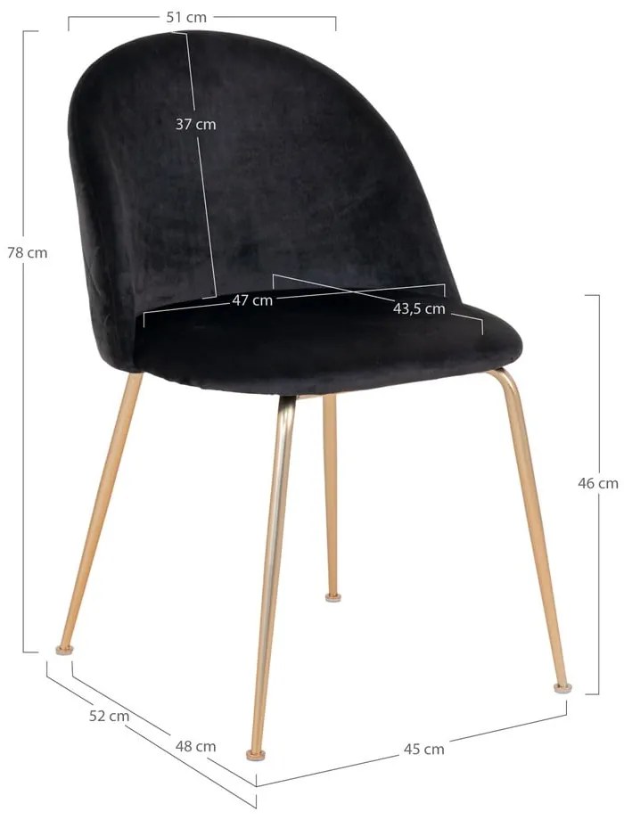 Čierne zamatové jedálenské stoličky v súprave 2 ks Geneve – House Nordic