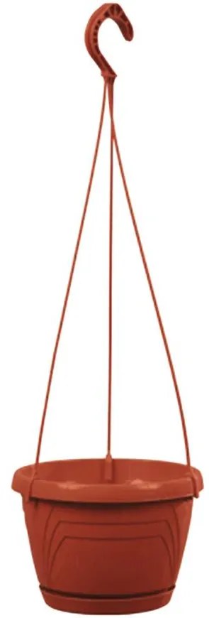Závesný kvetináč LOGATO s podmiskou plast 22x16 cm terakota